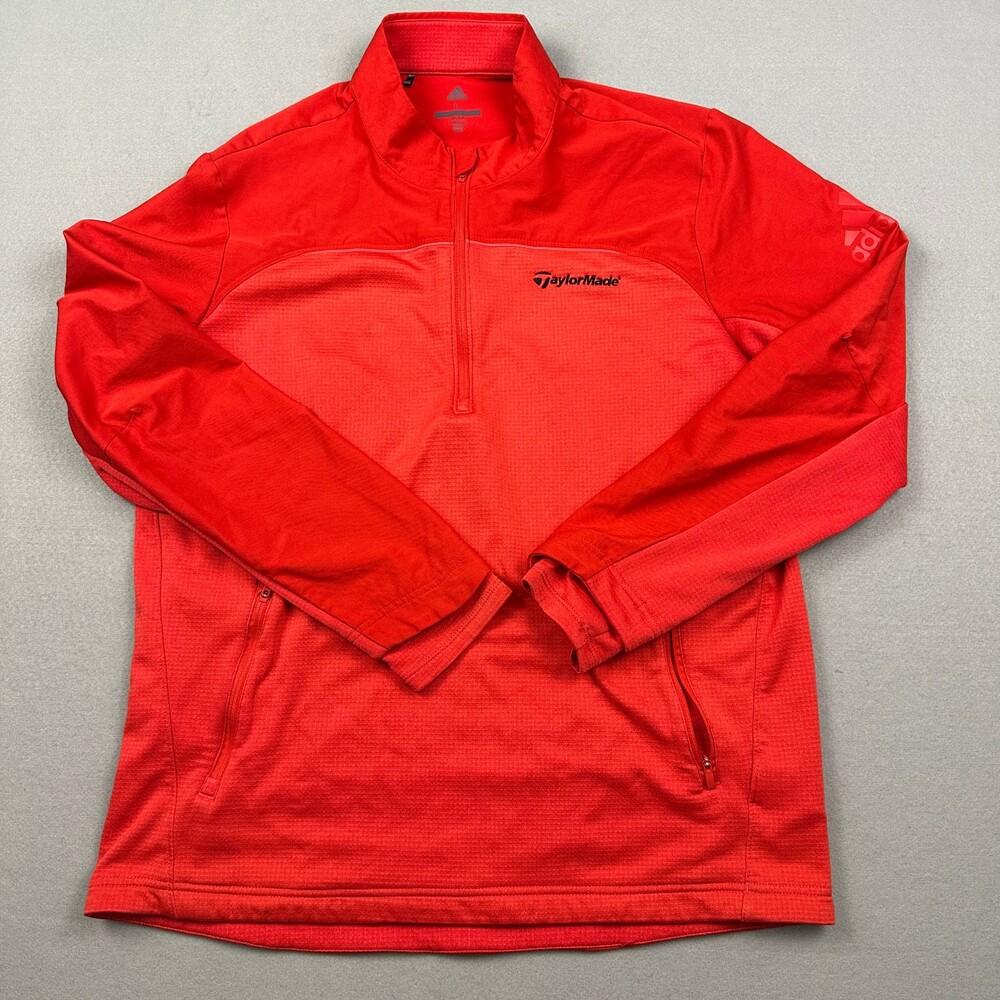 Adidas Jacket Men Large Red TaylorMade Golf Windshirt 1/4 Zip Lightweight L